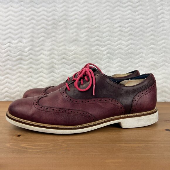 Cole Haan Men Size 12M Leather Great Jones Wingtip Oxford Maroon Shoes C11524 - Picture 6 of 16